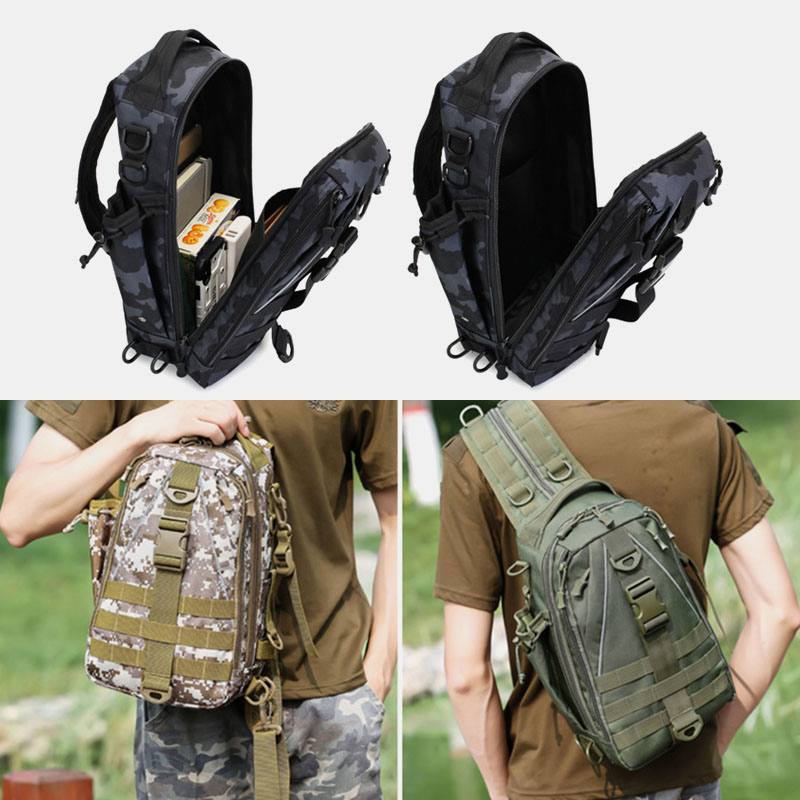 Miesten Monitoiminen Tactical Reppu Rento Sling Crossbody Laukku Olkalaukku Rintalaukku Ulkokäyttöön