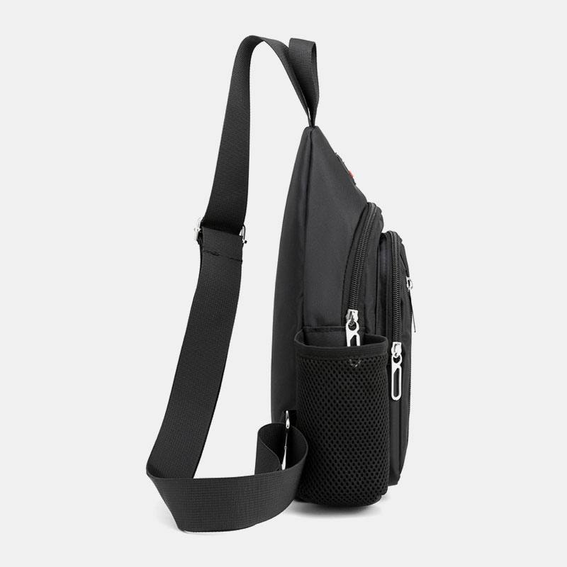 Miesten Oxford Side Water Cup Verkkotaskuinen Rintalaukku Multi-pocket Vedenpitävä Crossbody Laukut Olkalaukku