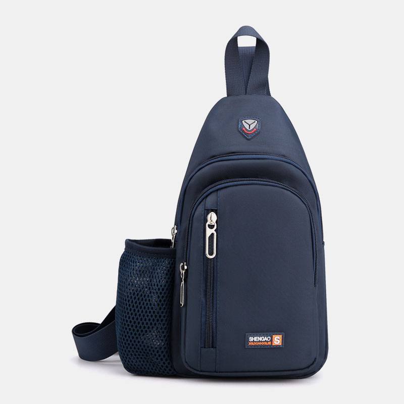 Miesten Oxford Side Water Cup Verkkotaskuinen Rintalaukku Multi-pocket Vedenpitävä Crossbody Laukut Olkalaukku