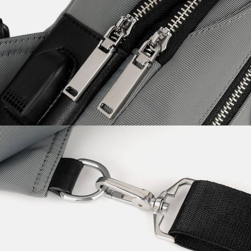 Miesten Oxford Usb-lataus Vedenpitävä Rento Ulkokäyttöinen Crossbody-laukku Rintalaukkulaukku