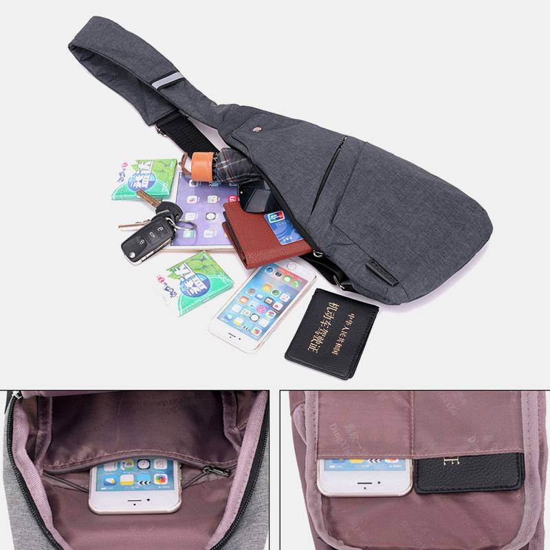 Miesten Polyesteri Suuri Tilavuus Multi-pocket Vedenpitävä Rento Crossbody Laukku Rintalaukku Sling Bag