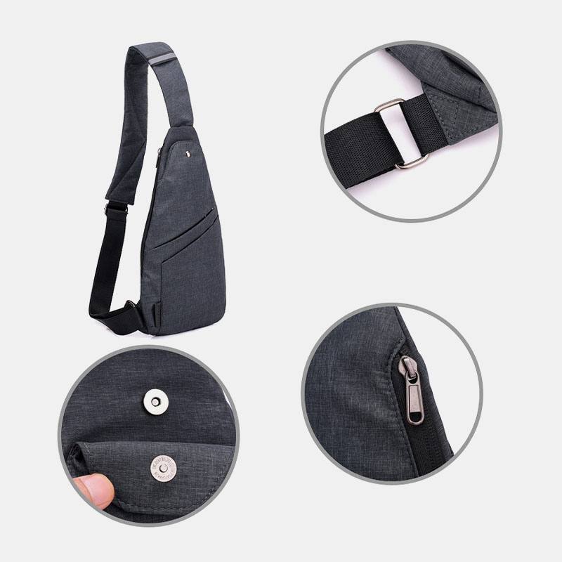 Miesten Polyesteri Suuri Tilavuus Multi-pocket Vedenpitävä Rento Crossbody Laukku Rintalaukku Sling Bag