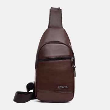 Miesten Pu-nahkainen Kuulokeaukko Multi-carry Vedenpitävä Crossbody Bag Rintalaukku Sling Bag