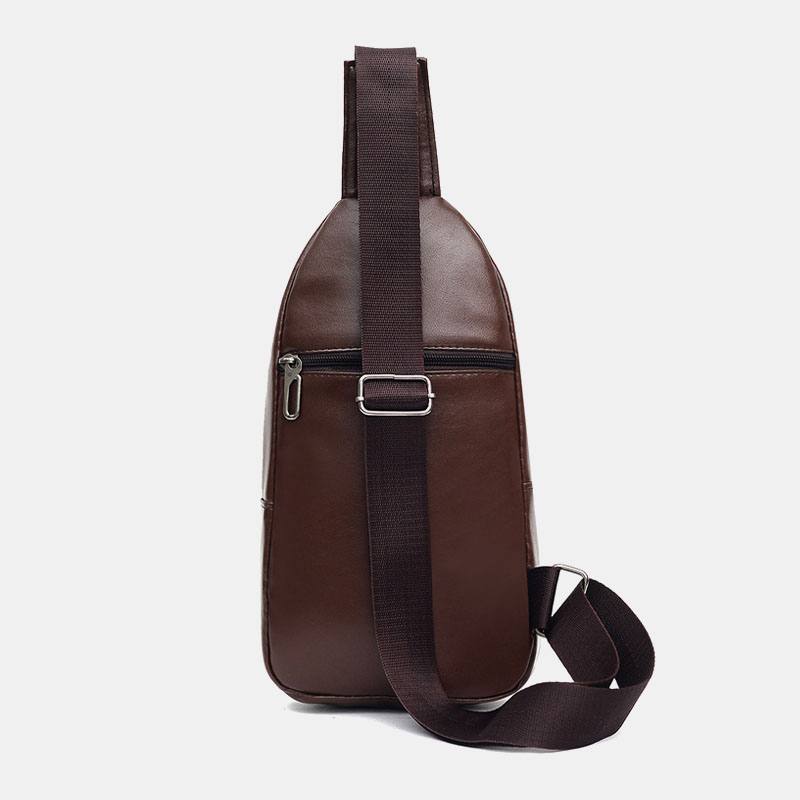 Miesten Pu-nahkainen Kuulokeaukko Multi-carry Vedenpitävä Crossbody Bag Rintalaukku Sling Bag