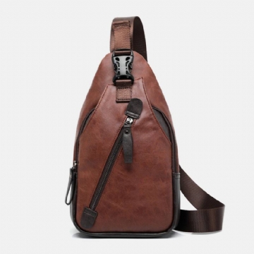 Miesten Pu-nahkainen Multi-pocket Vedenpitävä Rento Crossbody-laukku Rintalaukku Sling Bag