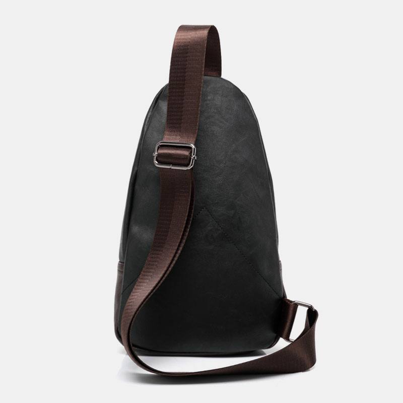 Miesten Pu-nahkainen Multi-pocket Vedenpitävä Rento Crossbody-laukku Rintalaukku Sling Bag