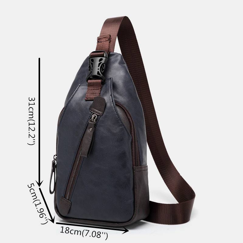 Miesten Pu-nahkainen Multi-pocket Vedenpitävä Rento Crossbody-laukku Rintalaukku Sling Bag