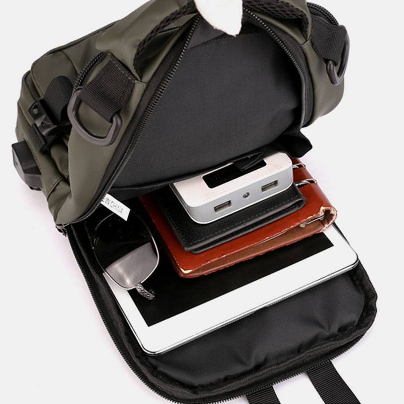 Miesten Rento Monitoiminen Vedenpitävä Nailoninen Rintalaukku Multi-pocket Crossbody -laukku Olkalaukku