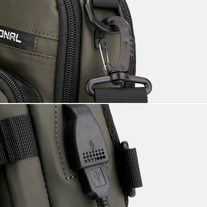 Miesten Rento Monitoiminen Vedenpitävä Nailoninen Rintalaukku Multi-pocket Crossbody -laukku Olkalaukku