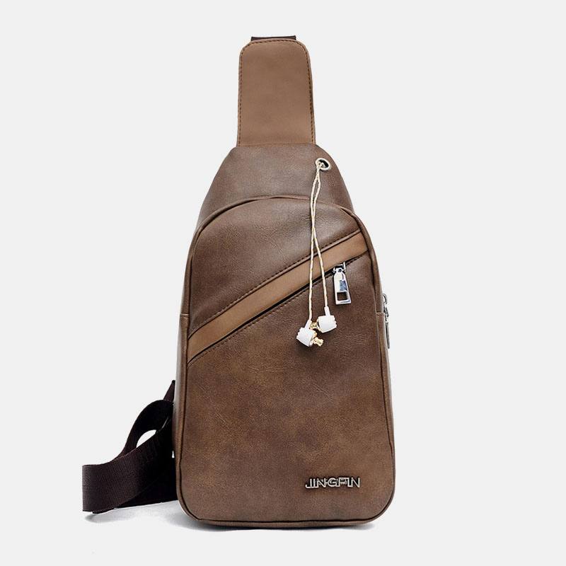 Miesten Suuren Kapasiteetin Kuulokeaukko Business Multi-pocket Crossbody Bag Rintalaukku Sling Bag