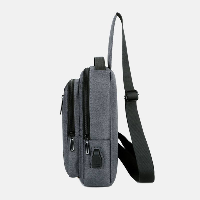 Miesten Usb-lataus Monitaskuinen Rintalaukku Oxfordin Liukumaton Kulutusta Kestävä Vedenpitävä Rento Olkalaukku Crossbody Laukut