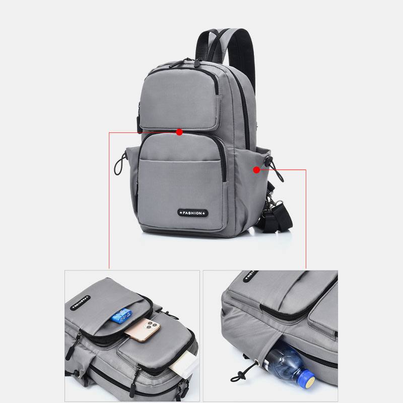 Miesten Usb-lataus Multi-carry Multi-layers Vedenpitävä Crossbody Bag Rintalaukku Sling Bag Reppu