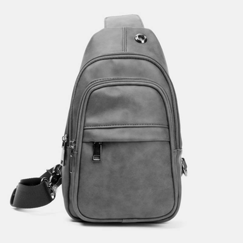 Miesten Yksivärinen Kuulokeaukko Design Multi-pocket Rintalaukku Rento Ulkokäyttöinen Pu Pehmeä Nahka Kulutusta Kestävä Crossbody Laukut Olkalaukku