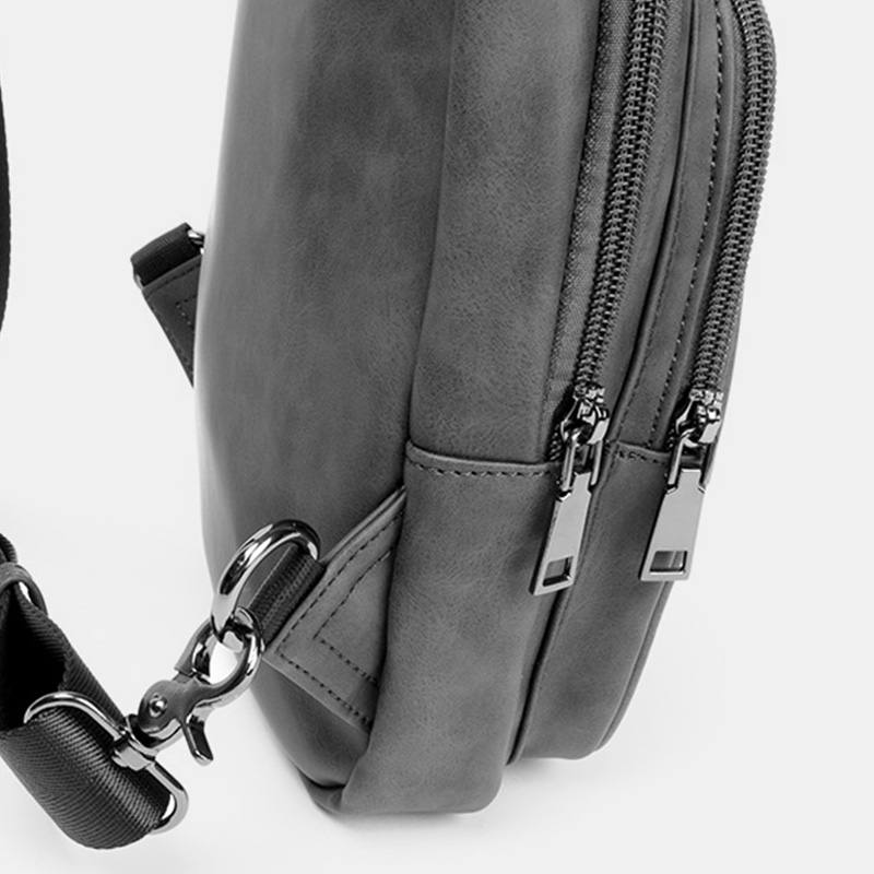 Miesten Yksivärinen Kuulokeaukko Design Multi-pocket Rintalaukku Rento Ulkokäyttöinen Pu Pehmeä Nahka Kulutusta Kestävä Crossbody Laukut Olkalaukku