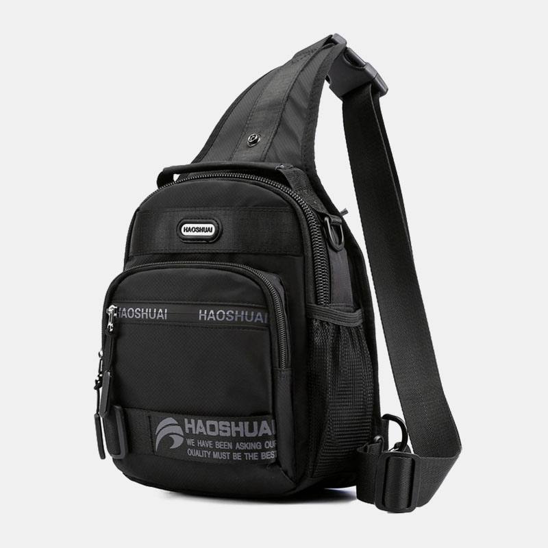 Nylon Vedenpitävä Monitoiminen Rento Yksivärinen Reppu Crossbody Bag Rintalaukku Miehille