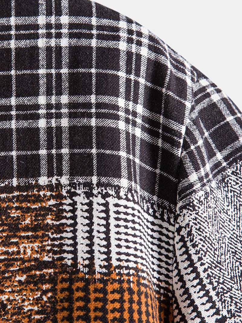 Miesten Holiday Plaid & Houndstooth Color Block Patchwork Paidat