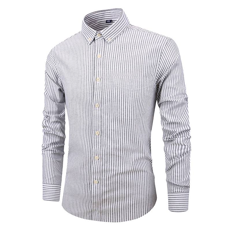 Miesten Pitkähihaiset Slim Rento Cotton Striped Oxford -paidat