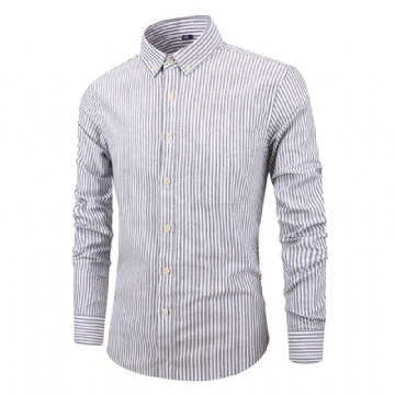 Miesten Pitkähihaiset Slim Rento Cotton Striped Oxford -paidat