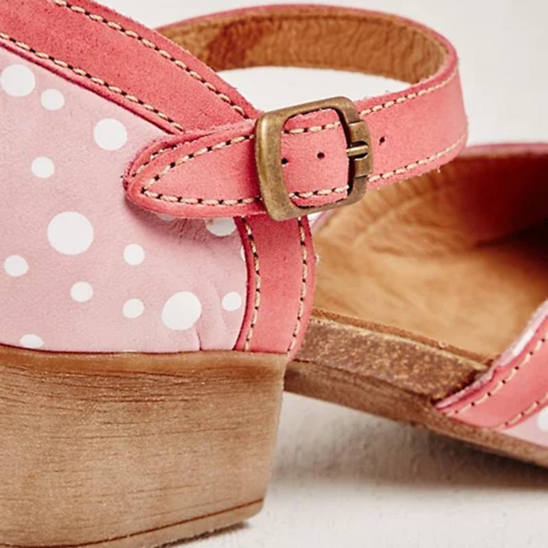 Naisten Polka Dot Pyöreä Toe Nilkkahihna Block Heel Rento Heels Pumput