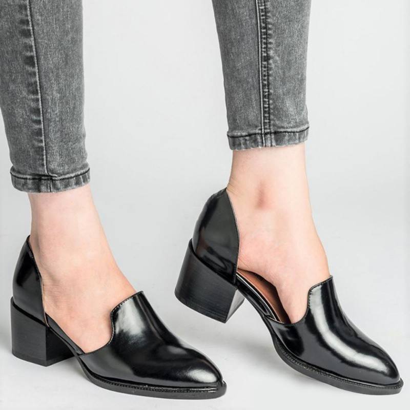 Us-koon 5-11 Chunky Heel Pumps Rennot Slip On Kengät