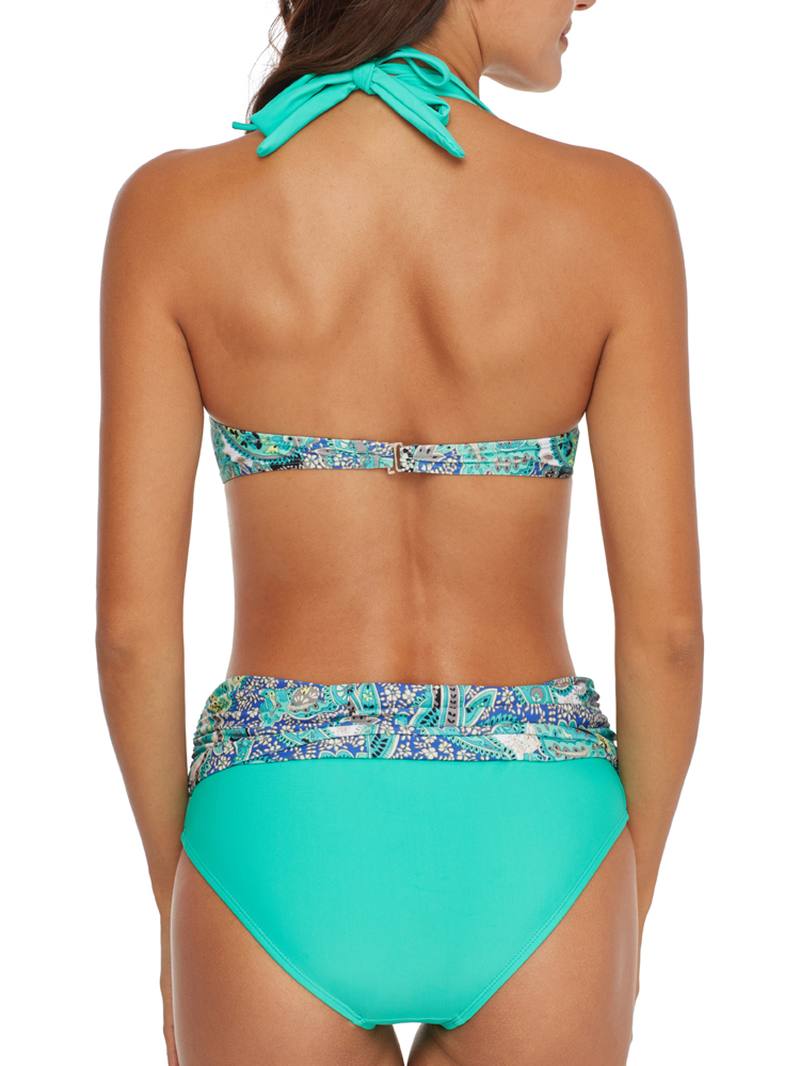 Halter Gather Painted Beach Swimwear