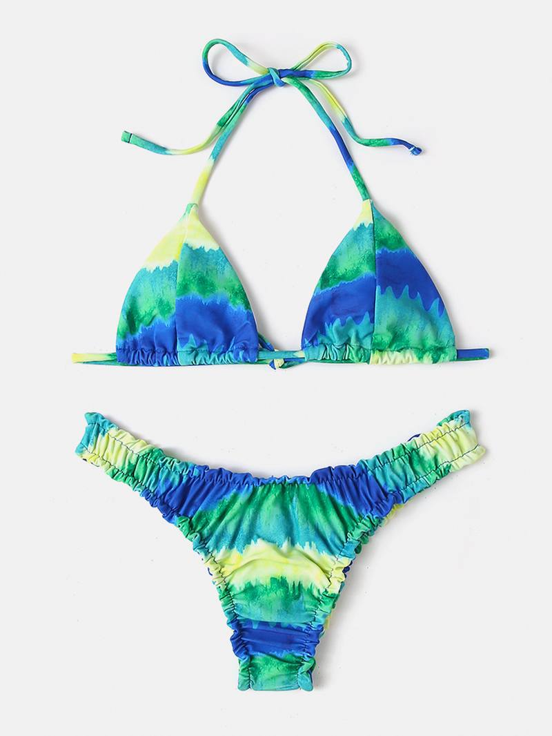 Naisten Tie-dye Painatus -riimu Selkänojattomat Joustavat Matalavyötäröiset Bikinit