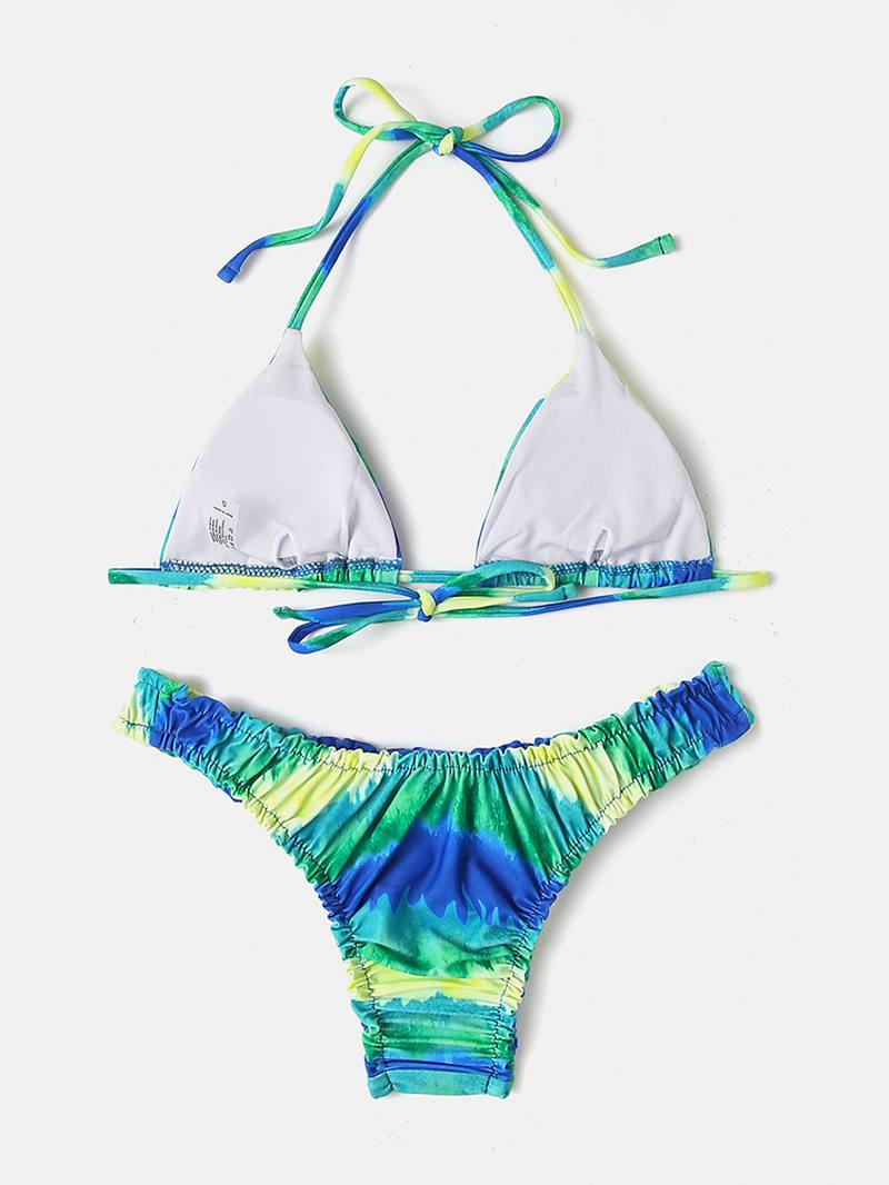 Naisten Tie-dye Painatus -riimu Selkänojattomat Joustavat Matalavyötäröiset Bikinit