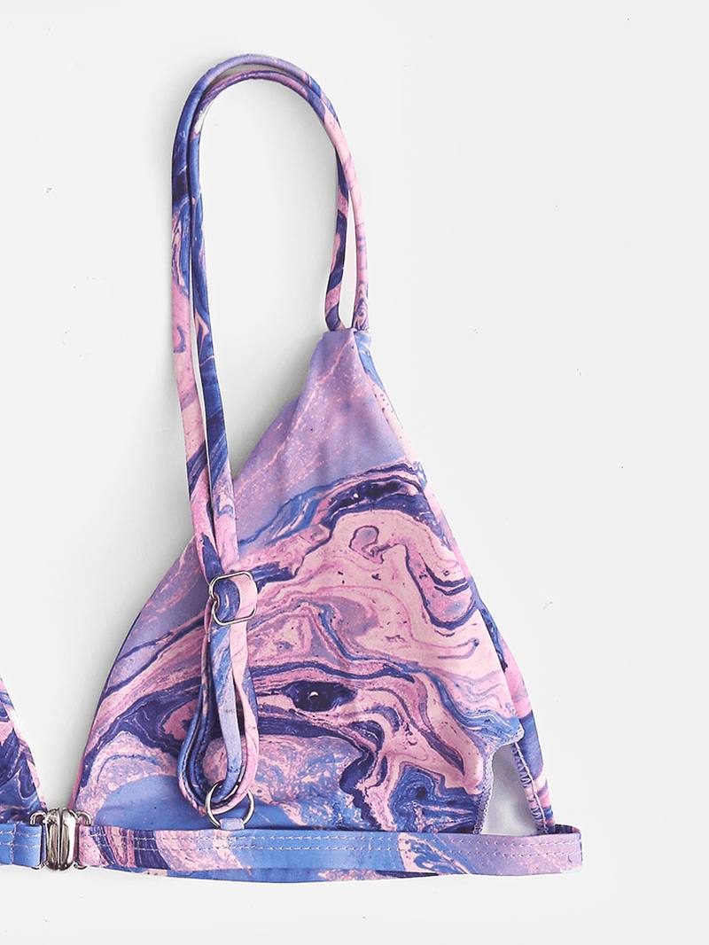 Tie-dye Painatus Bikinit Spaghetti Straps Selkänojaton Kolmio Uimapuku Rantavaatteet