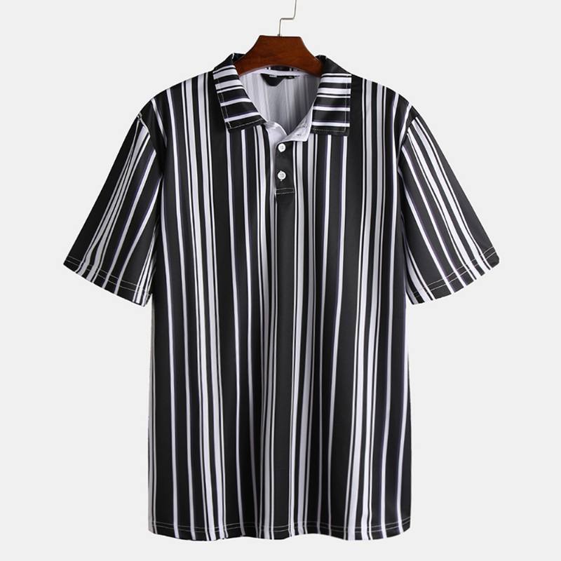 Miesten Black White Stripes Painatus Summer Golf Paidat