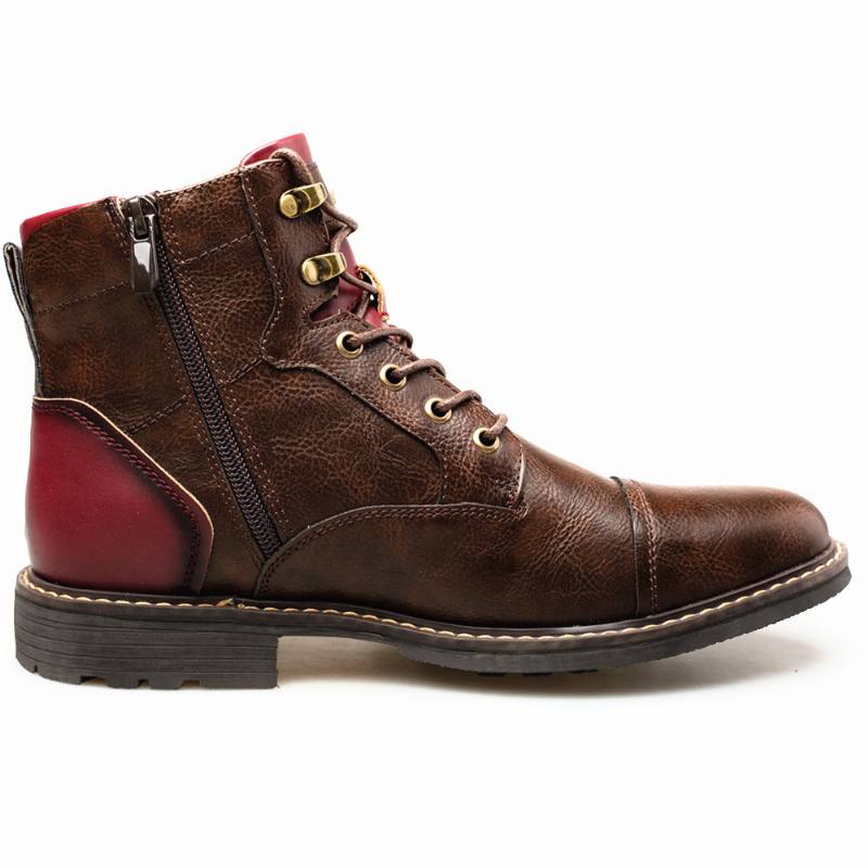 Miesten Nahkaa Hengittävä Pehmeä Pohja Vintage Teräväkärkinen Vetoketju Rento Martin Boots