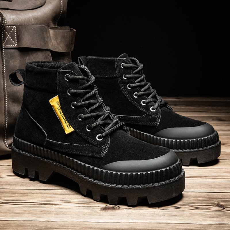 Miesten Tyylikkäät Retro Wide Fit Pyöreäkärkiset Rento Platform Tooling Boots