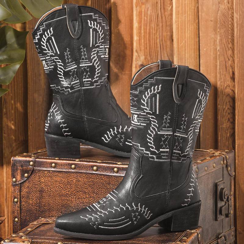 Naisten Rennot Teräväkärkiset Vintage Brodeeratut Western Cowboy -saappaat Martin Boots