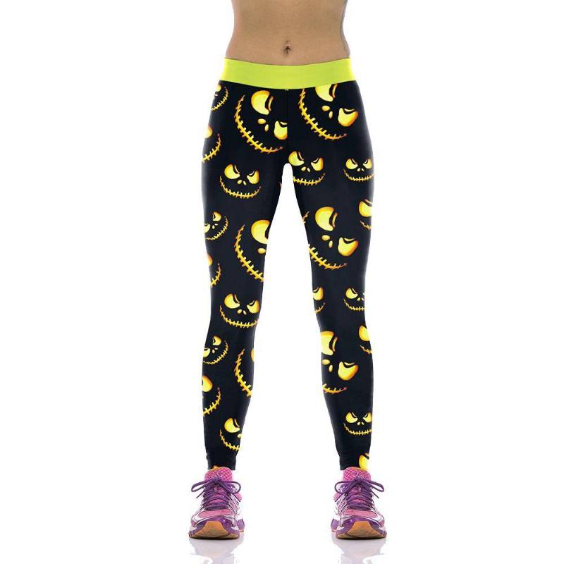 Naiset Leggingsit Harvest Sporting Leggingsit Valaistus Pumpkin Lantern Painatus Mujer Legg Pants