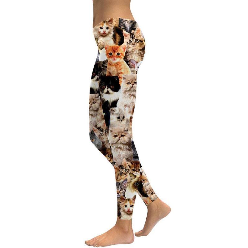 Naisten Leggingsit Lovely Kissa Holografinen Digitaalinen Painatusti Fitness Leggingsit Korkea Vyötärö Treenihousut Rento Street Leggins