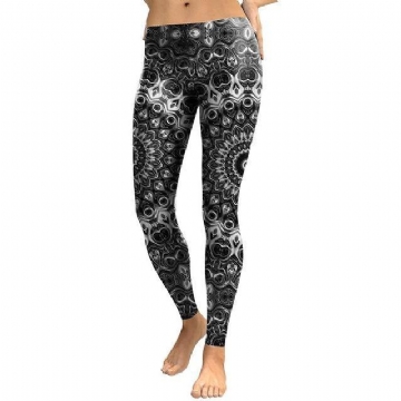 Naisten Mandala Flower Digital Painatus Skeleton Leggingsit