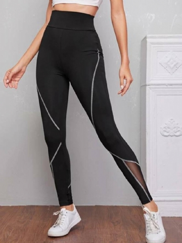 Naisten Patch Line Painatus Elastinen Vyötärö Bodycon Sport Rento Leggingsit