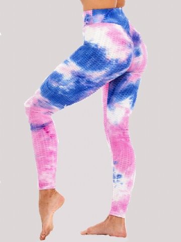 Tie-dye Random Painatus High Waist Slim Sport Yoga Rento Leggingsit Naisille