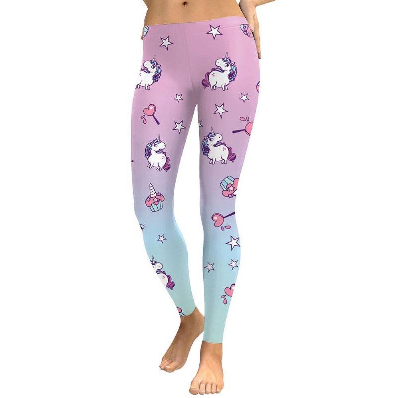 Unicorn Series Naisten Leggings Star Ice Cream Digital Painatus Legg Sweat Workout Naisten Legging Slim Pants