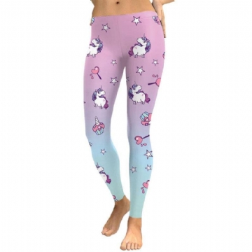 Unicorn Series Naisten Leggings Star Ice Cream Digital Painatus Legg Sweat Workout Naisten Legging Slim Pants