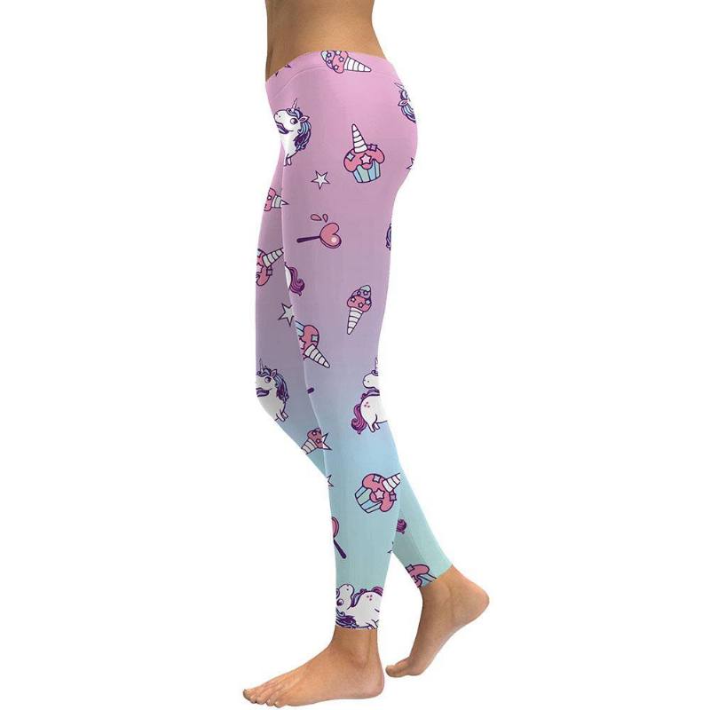 Unicorn Series Naisten Leggings Star Ice Cream Digital Painatus Legg Sweat Workout Naisten Legging Slim Pants