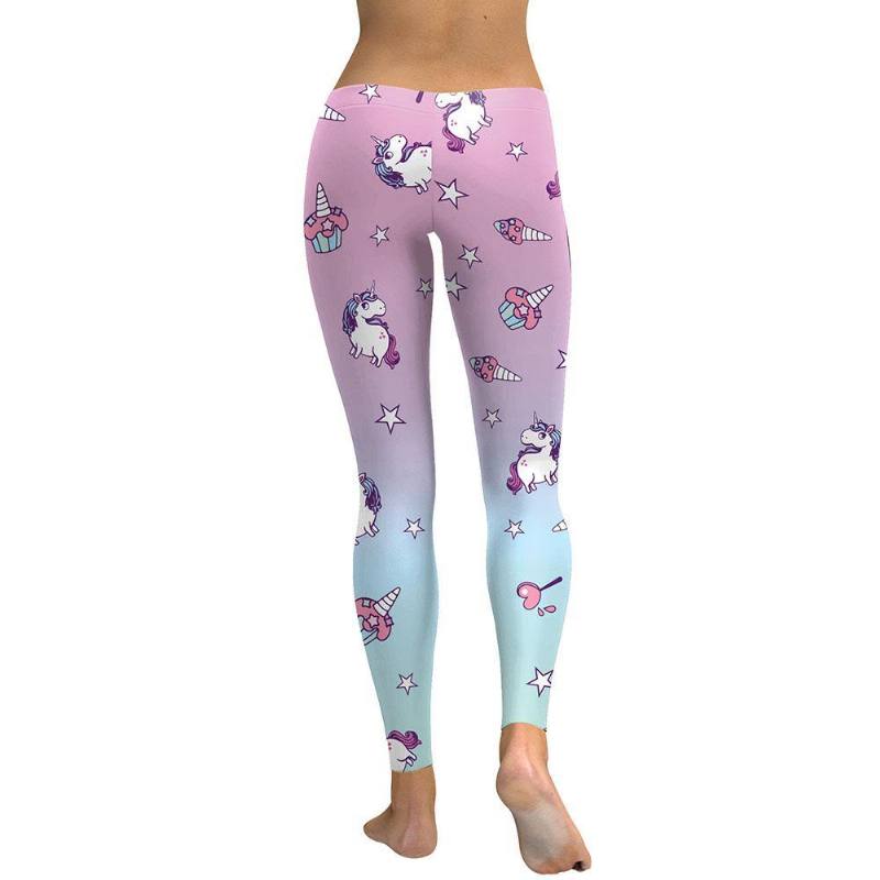 Unicorn Series Naisten Leggings Star Ice Cream Digital Painatus Legg Sweat Workout Naisten Legging Slim Pants