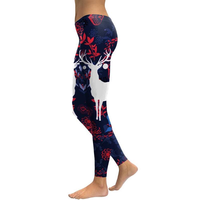 Uudet Leggingsit Naisten Sika Deer Digital Painatus Animal Fitness Legg Slim Elastic Workout Plus Size Leggingsit