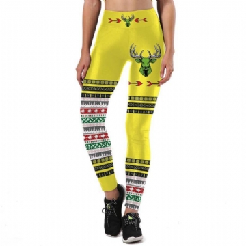 Uudet Syksyiset Leggingsit Naiset Urheilu Ruma Joulu Eläin Sika Deer 3d Painatus Leggings Korkea Vyötärö Housut Housut Leggins