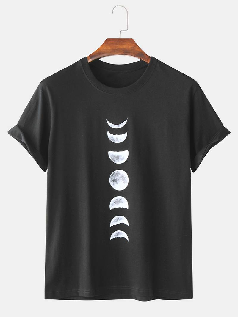 Miesten 100% Cotton Moon Eclipse Painatus Lyhythihaiset Graafiset T-paidat