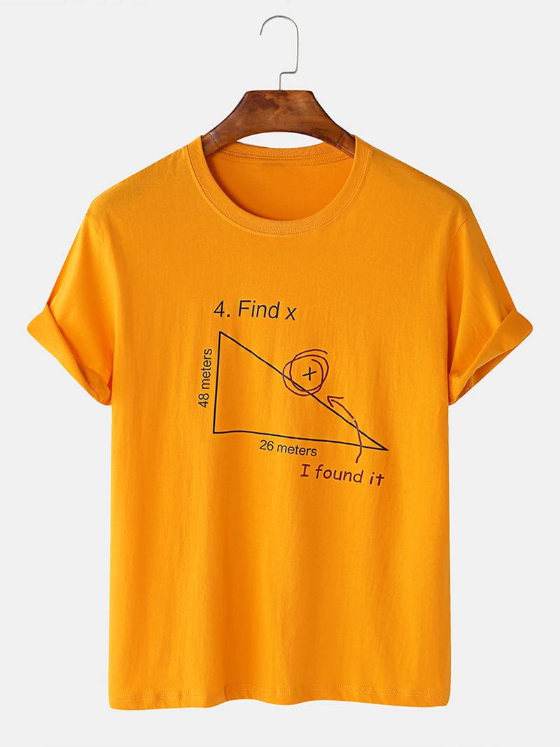 Miesten 100% Puuvillaa Mathematics Geometry Painatus Lyhythihaiset T-paidat