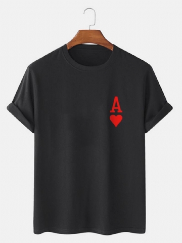 Miesten Ace Of Hearts Poker Painatus 100% Puuvillaa Lyhythihaiset T-paidat