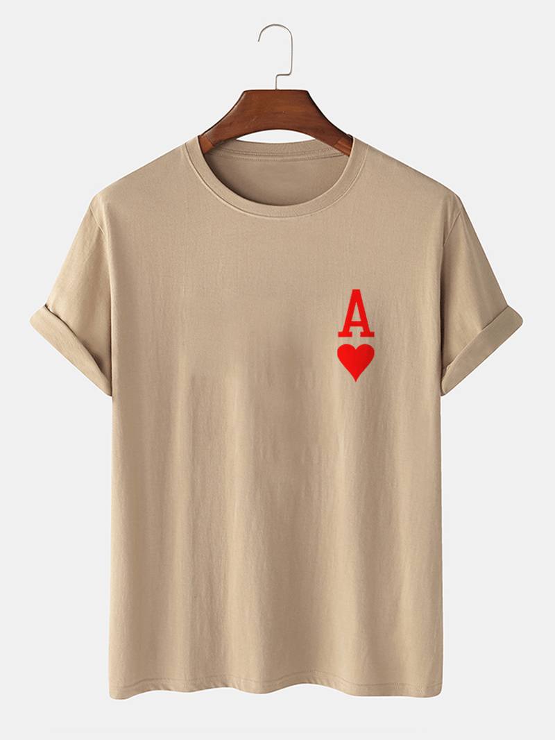 Miesten Ace Of Hearts Poker Painatus 100% Puuvillaa Lyhythihaiset T-paidat