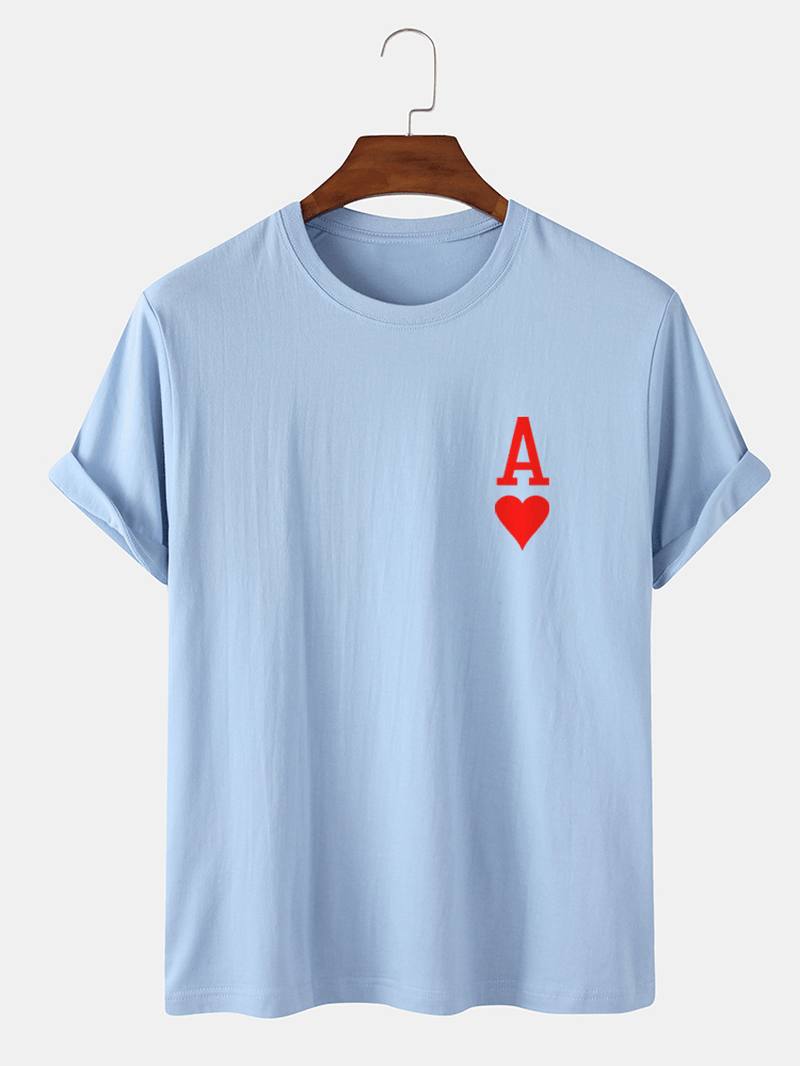 Miesten Ace Of Hearts Poker Painatus 100% Puuvillaa Lyhythihaiset T-paidat