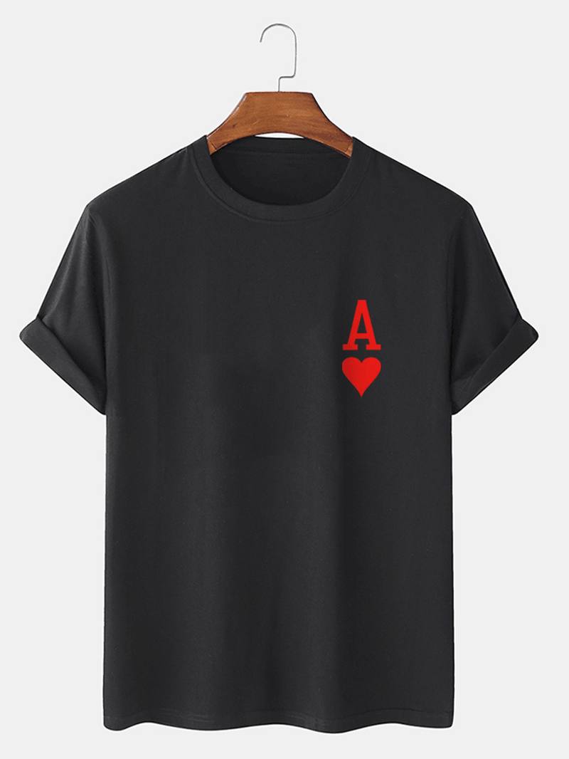 Miesten Ace Of Hearts Poker Painatus 100% Puuvillaa Lyhythihaiset T-paidat