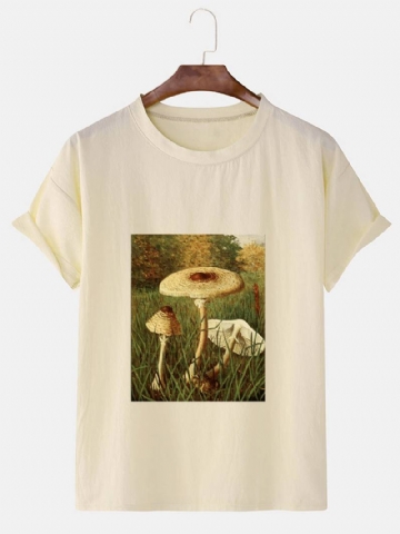 Miesten Design Mushroom Painatus Lyhythihaiset Puuvilla T-paidat